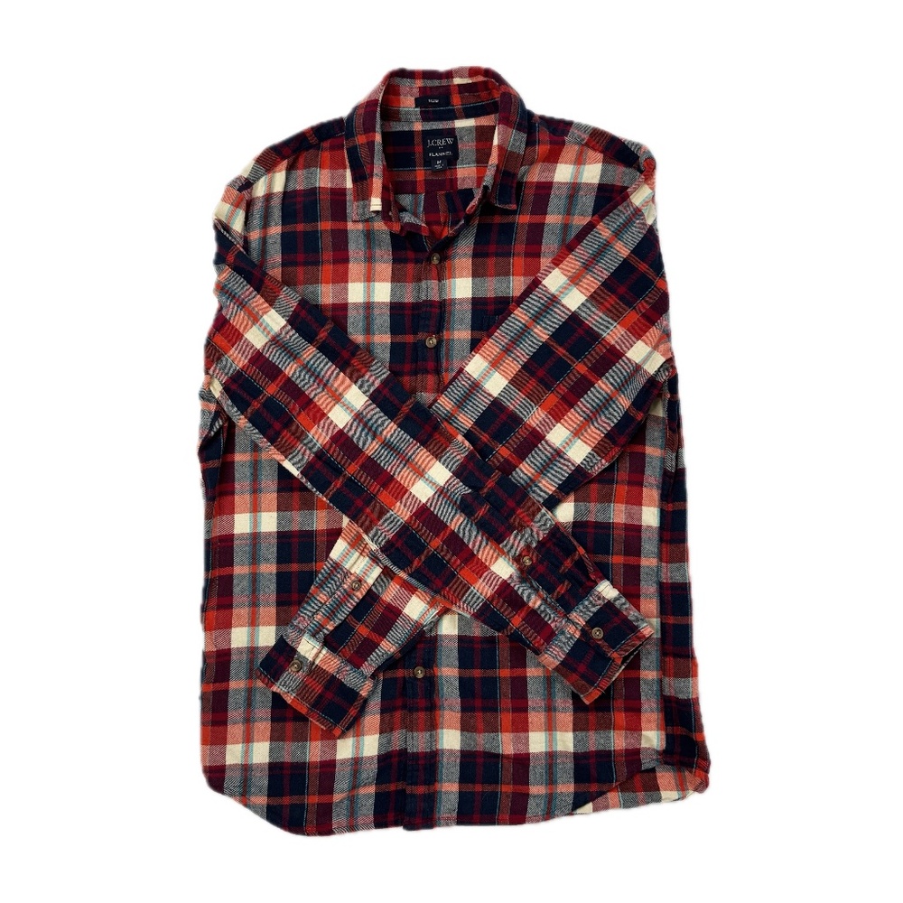 J.Crew Men’s Plaid Flannel Shirt - Size Medium, Red/Navy